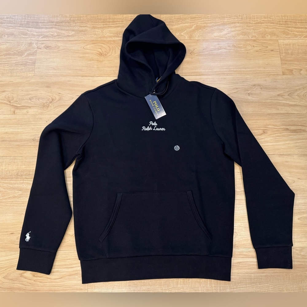 Polo Ralph Lauren Men's Double Knit Tech Stitched Logo Pony Hoodie Black M-XXL